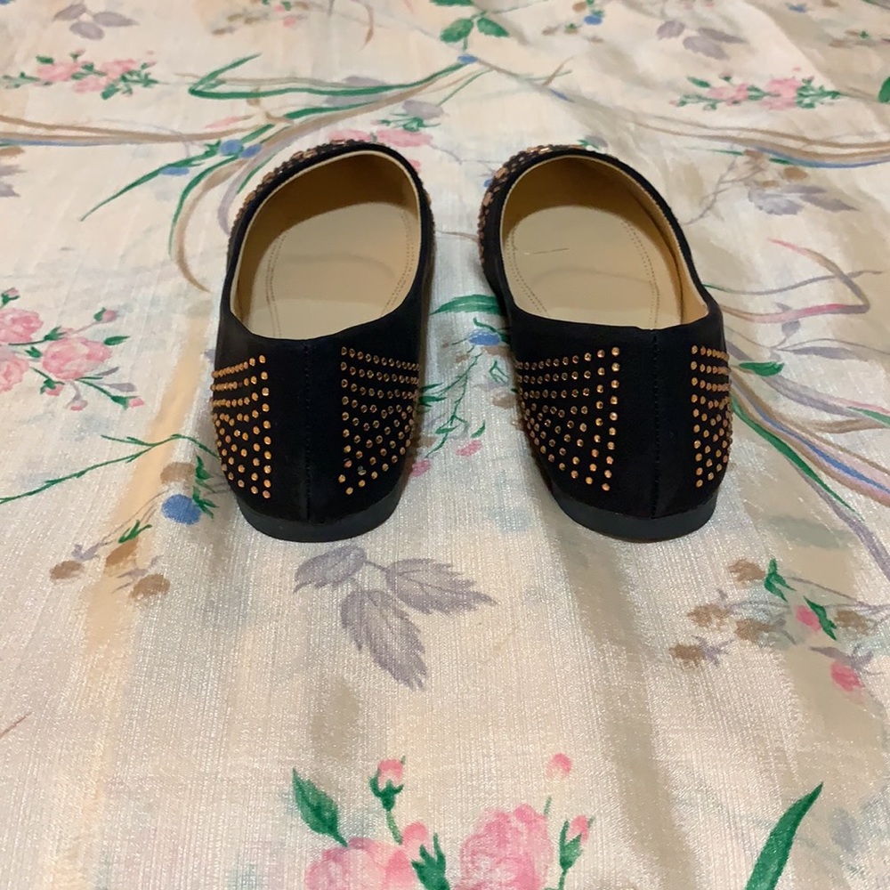 NIB Black and Brown Bejeweled Flats - Picture 4 of 8